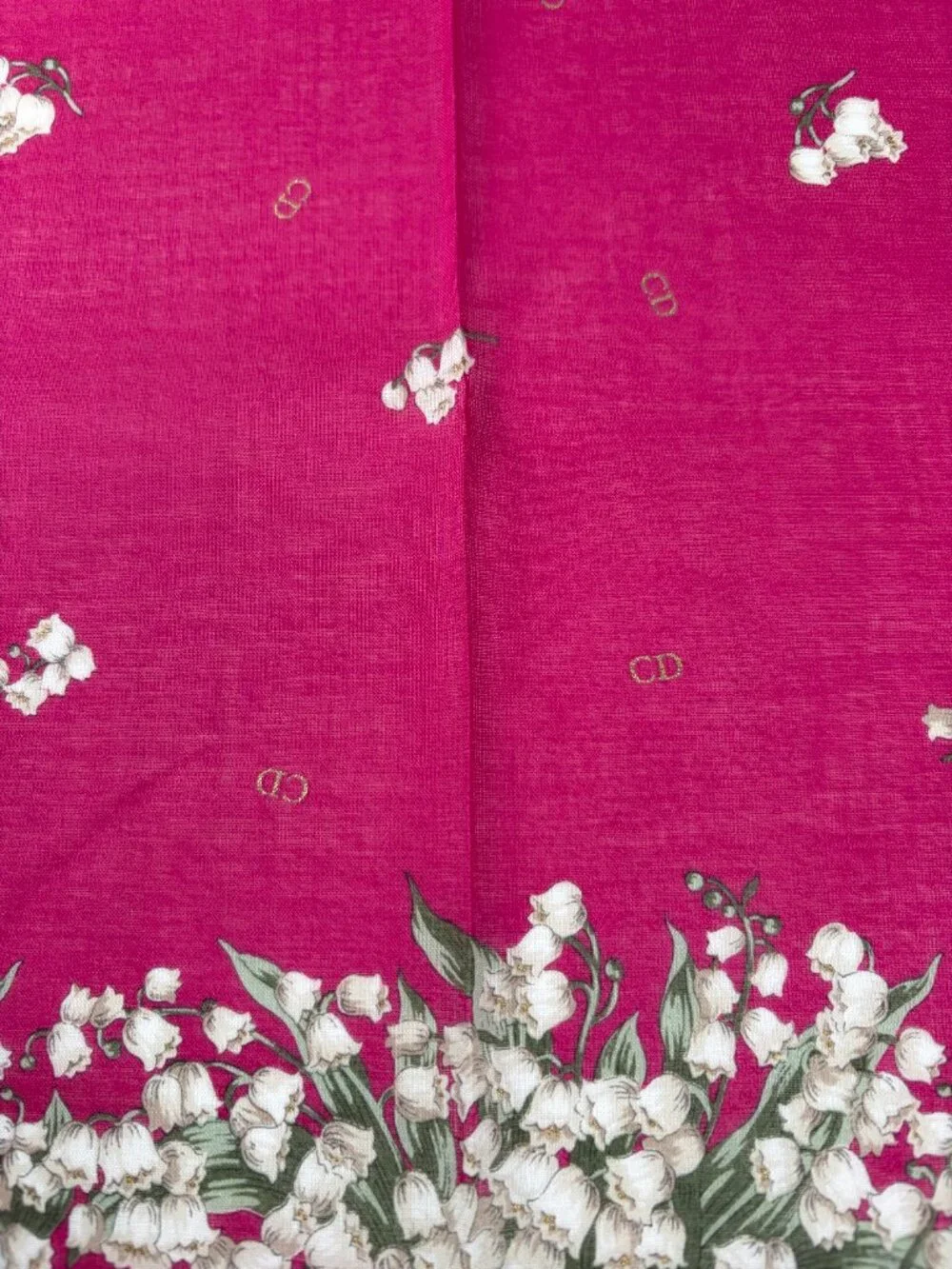 Vintage Christian Dior Lily of the Valley Cotton Scarf